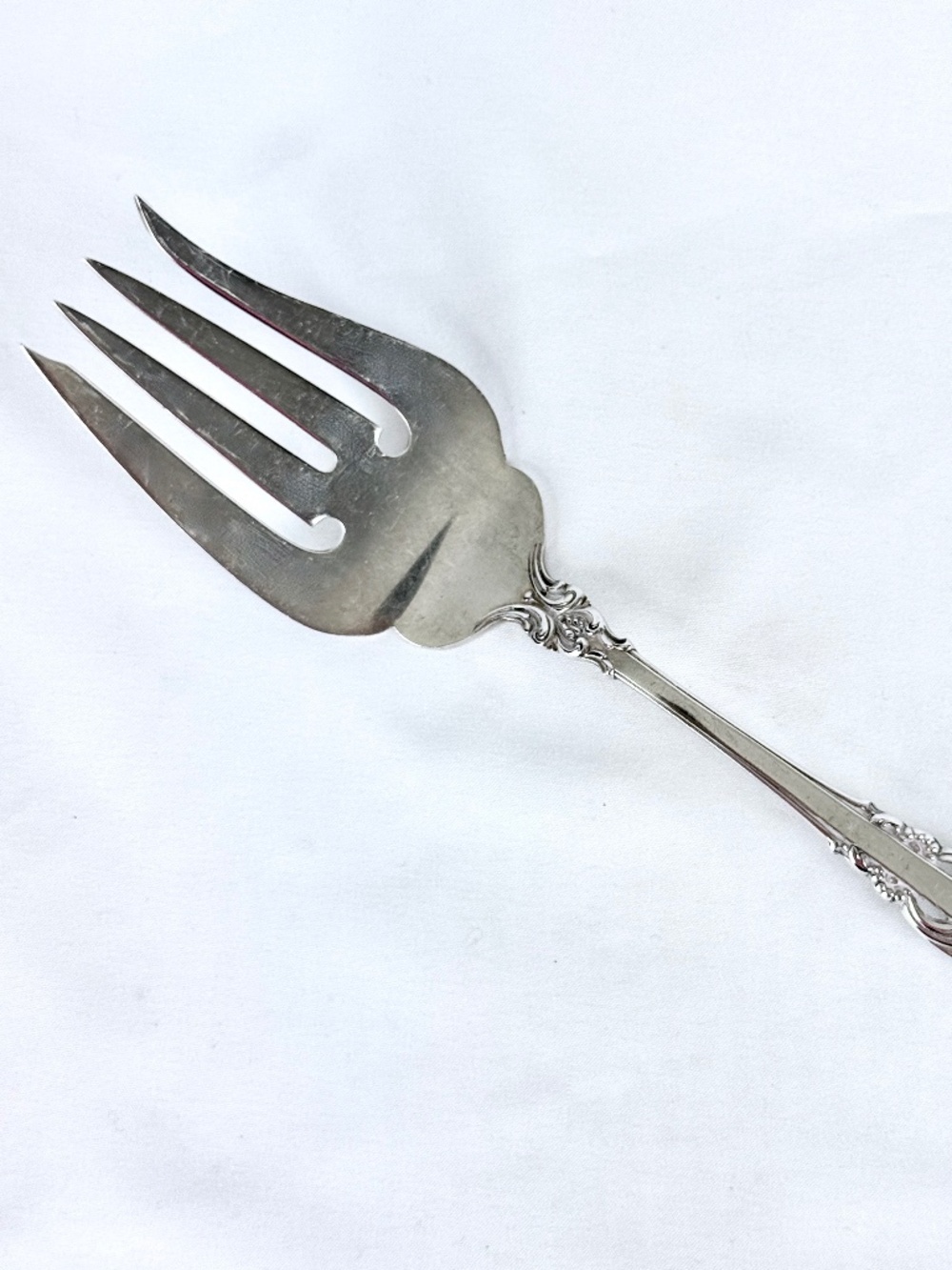 Vintage 1970s Grand Renaissance Sterling Silver Lg Meat Fork Reed and Barton